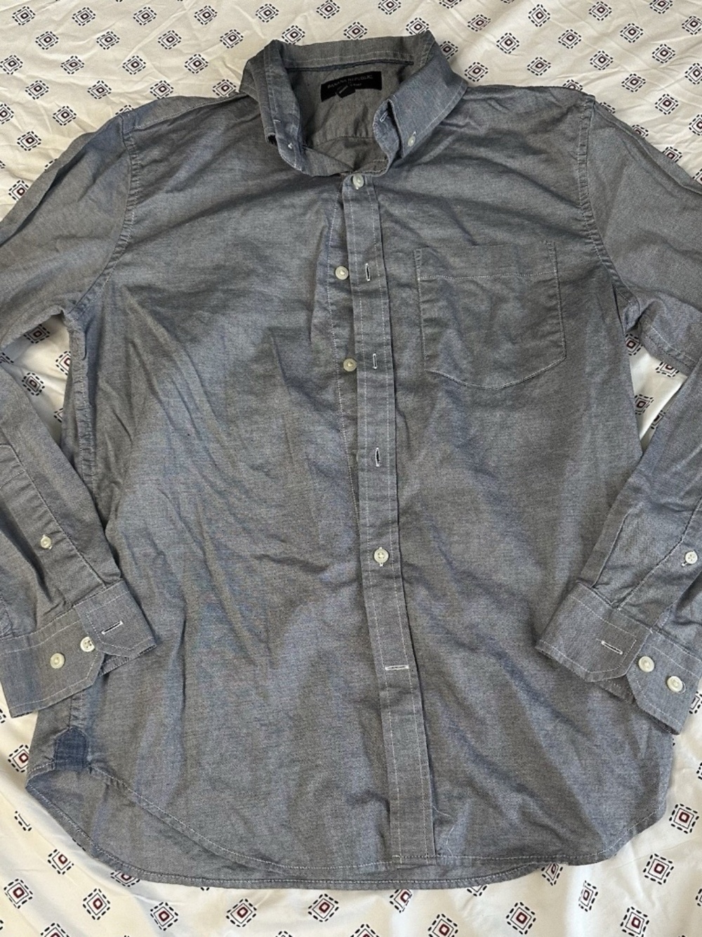 Banana Republic, Medium Men’s , Long Sleeve Bun Up Grey Top Shirt, Formal